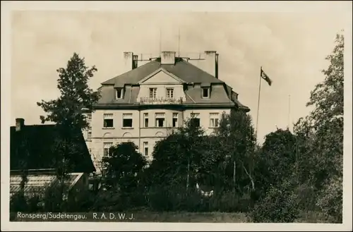 Postcard Ronsperg Poběžovice Haus R.A.D.W.J.  Domažlice   Taus 1938