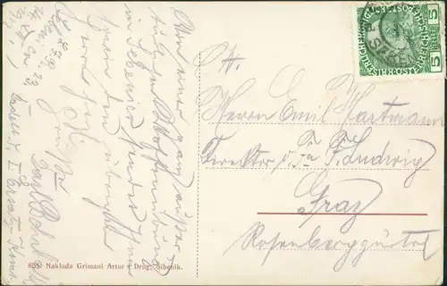 Postcard Sebenico Šibenik Stolna crkva i stare tamnice - Synagoge 1911