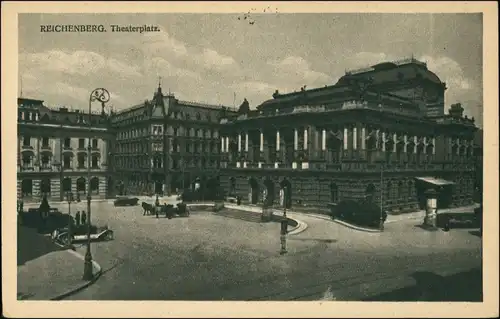 Postcard Reichenberg Liberec Theaterplatz 1928