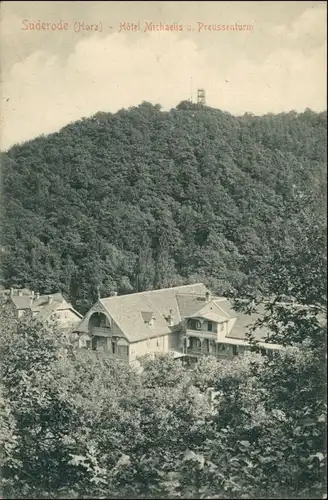 Ansichtskarte Bad Suderode Hotel Michaelis - Preussenturm 1906