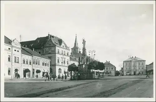 Postcard Skutsch Skuteč Marktplatz, Brunnen 1935
