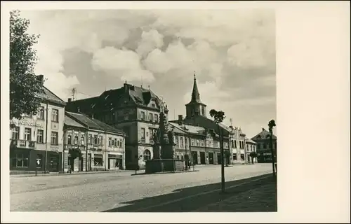 Postcard Skutsch Skuteč Marktplatz, Geschäfte - Brunnen 1938