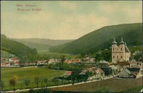 Slaup (Mähren) Sloup v Moravském Krasu Blick auf die Stadt 1909