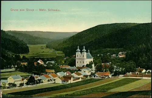 Postcard Slaup (Mähren) Sloup v Moravském Krasu Stadtpartie 1908