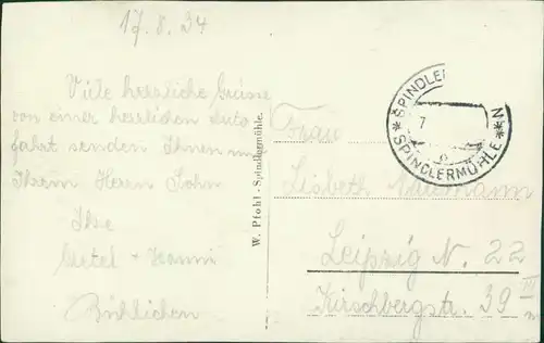 Postcard Spindlermühle Špindlerův Mlýn | Spindelmühle Talblick 1929