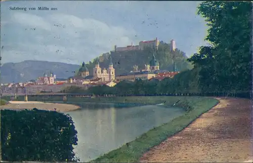 Ansichtskarte Salzburg Stadt von Mülln aus 1925
