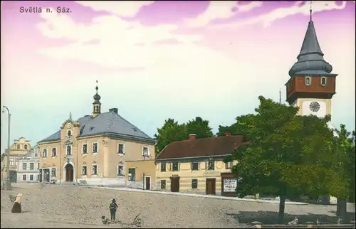 Postcard Swietla ob der Sasau Světlá nad Sázavou Straßenpartie 1915
