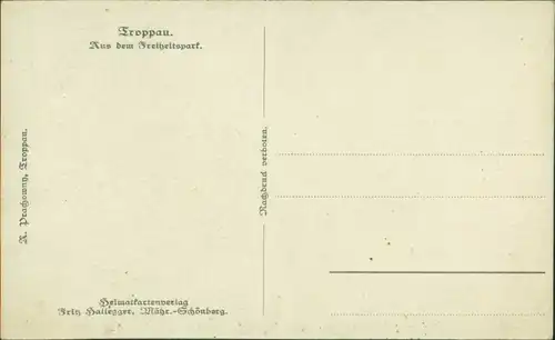 Postcard Troppau Opava Partie aus dem Freiheitspark 1926