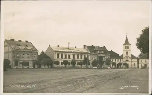 Postcard Tinischt Týniště nad Orlicí Straßenpartie 1926