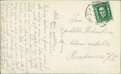 Postcard Tinischt Týniště nad Orlicí Straßenpartie 1926