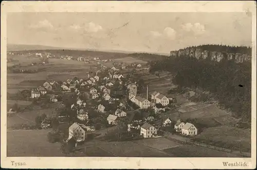 Postcard Tissa (Tyssa) Tisá Westblick - Stadt, Fabrik 1926