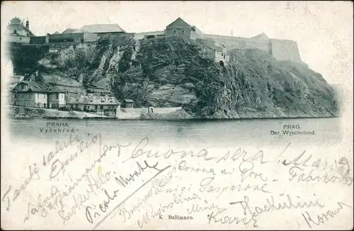 Postcard Wyschehrad-Prag Vyšehrad Praha Anlagen am Ufer 1897