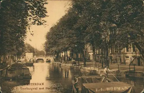 Postkaart Amsterdam Amsterdam G.Z. Voorburgwal - Schiff F.L. Hofman 1941