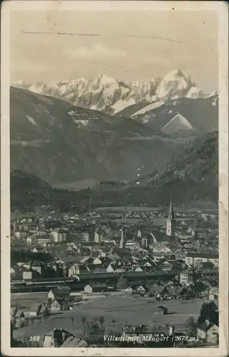 Villach Panorama-Ansicht mit Blick zum Mangard (Alpen Berg) 1939/1938