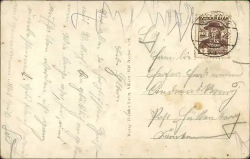 Villach Panorama-Ansicht mit Blick zum Mangard (Alpen Berg) 1939/1938