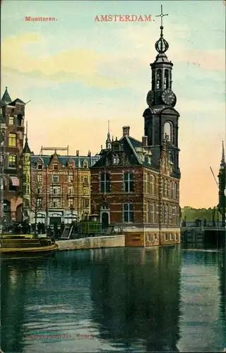 Amsterdam Amsterdam Partie mit Munttoren, Hafen Anlage, Kirche 1906