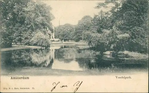 Amsterdam Amsterdam Stadtteilansicht Partie im Vondelpark, Park,  e 1905