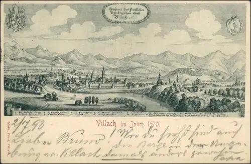 Ansichtskarte Villach Stadt im Jahre 1520 1909