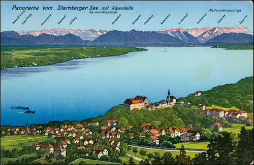 Ansichtskarte Starnberg Panorama - Bergkette 1912