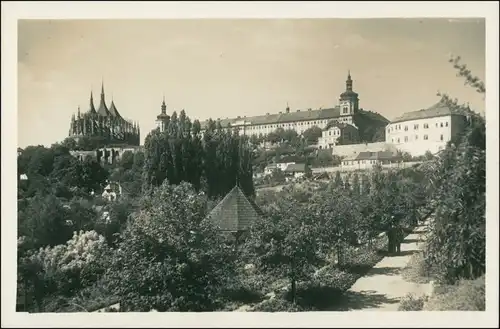 Postcard Kuttenberg Kutná Hora Blick auf Dom und Kolej jezuitská 1944