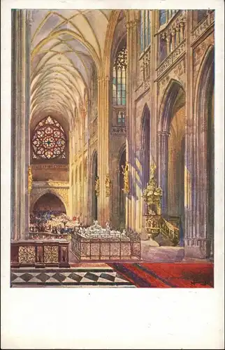Prag Praha Velechrám sv. Víta Pohled z presbytáře k západu./St. Veitsdom 1928