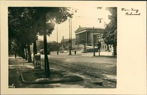 Ansichtskarte Wien Ring, Straßenbahn Parlament 1929