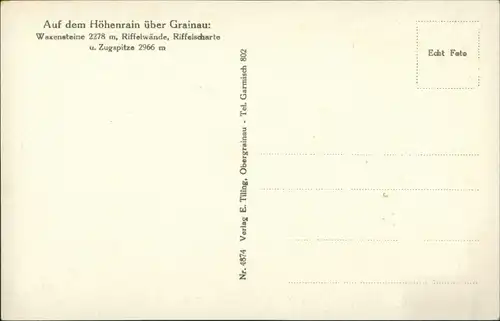 Grainau Auf dem Höhenrain  Waxensteine 2278 m, Riffelwände, Riffelscharte 1930