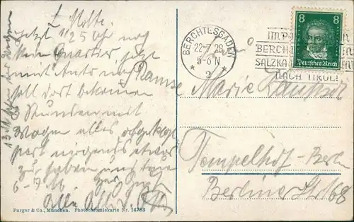 Ansichtskarte Berchtesgaden Stadtpartie 1928