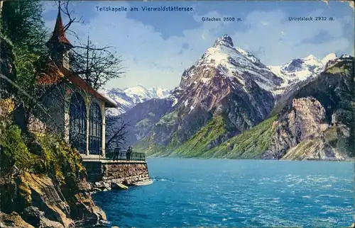 Ansichtskarte Luzern Lucerna Vierwaldstättersee Tellskapelle 1914