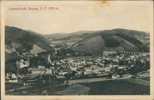 Aspang "Sommerfrische" Gesamtansicht, Vogelschau-Perspektive 1910