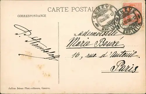 Ansichtskarte Genf Genève Un Jour de bise/Windiger Tag am Genfer See 1908