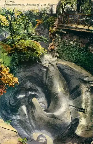 Ansichtskarte Luzern Lucerna Gletschergarten, Riesentopf 9 Meter Tiefe 1910