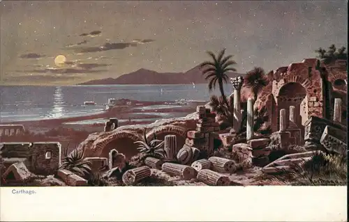 Postcard Karthago Historische Bauwerke, Ruinen am Meer 1910