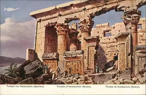 Postcard Nubien Tempel Kalabscheh Nubien, Nubia Temple, Ruinen 1910
