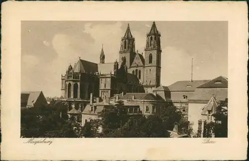 Ansichtskarte Altstadt-Magdeburg Dom Kirchen Bauwerk Gesamtansicht 1930