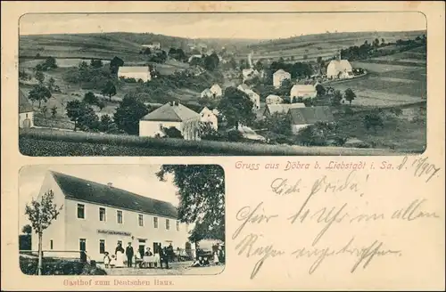 Ansichtskarte Döbra-Liebstadt 2 Bild: Stadt, Gasthaus 1903