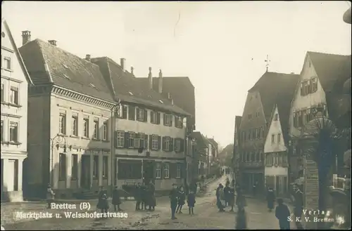 Ansichtskarte Bretten Marktplatz Weisshoferstraße 1913