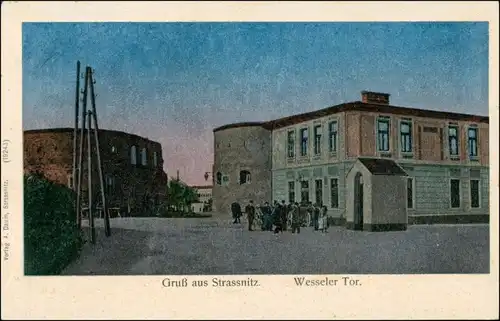 Postcard Straßnitz Strážnice Straße - Luna-Karte 1911 Silber-Effekt