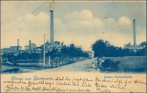 Ansichtskarte Brottewitz-Mühlberg/Elbe Miłota Actien Zuckerfabrik 1900
