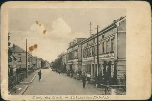 Ansichtskarte Bretnig-Hauswalde Straße - Niederdorfe 1922