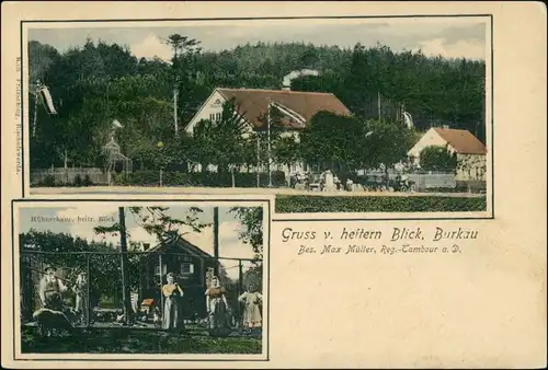 Burkau (Oberlausitz) Porchow Gasthaus heiterer Blick, Hühnerhaue 1904