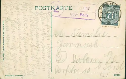 Ansichtskarte Peitz Picnjo Postamt und Molkerei 1922
