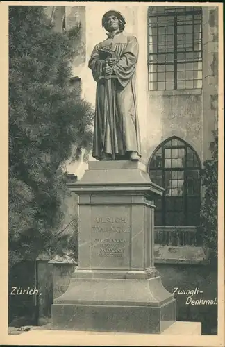 Zürich Monument Ulrich Zwingli Denkmal, Suisse, Switzerland Postcard 1930