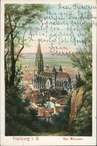Freiburg im Breisgau Münster aus der Vogelschau-Perspektive 1903