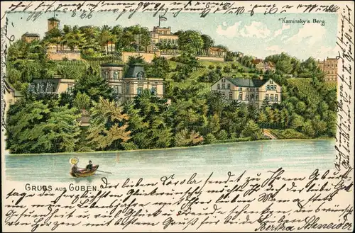 Ansichtskarte Guben Kaminskys Berg - Villen - Künstlerkarte 1903