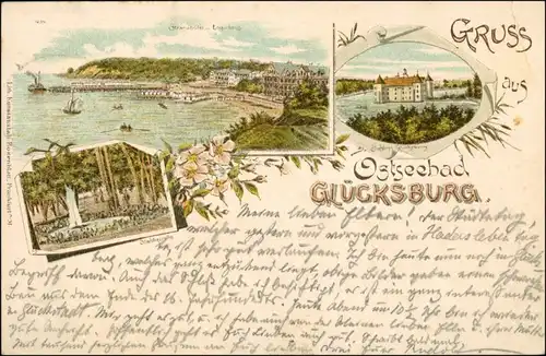 Ansichtskarte Litho AK Glücksburg (Ostsee) Lyksborg Strandhotel, Quelle 1898