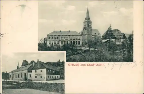 Ansichtskarte Eschdorf-Dresden 2 Bild Gasthaus  Schönfeld-Weißig 1906