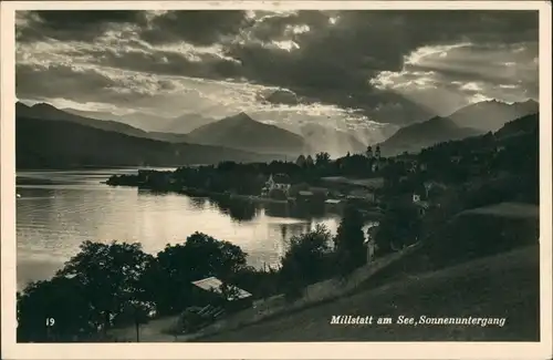 Ansichtskarte Millstatt Panorama-Ansicht des Ortes bei Sonnenuntergang 1937