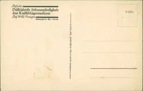 Ansichtskarte Düsseldorf Ratschlägermuseum - Innen 1928