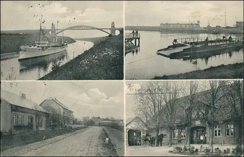 Ansichtskarte Hanerau-Hademarschen 4 Bild: Fähre, Straßen, Yacht 1913